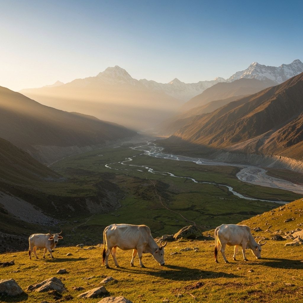 Himalayan mountains and villages